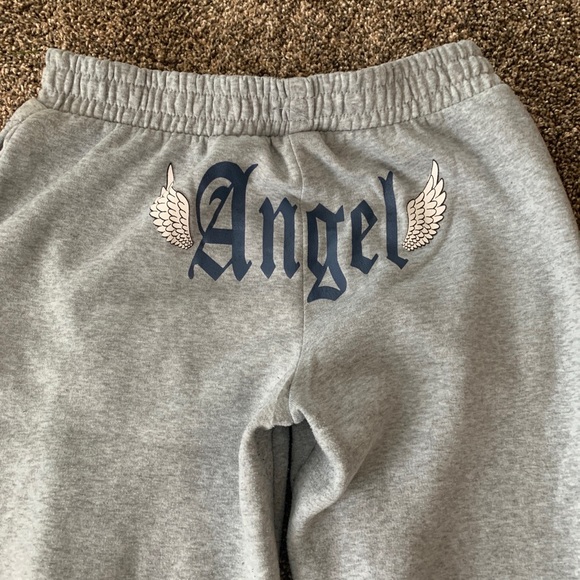 Hearts Collective Sweatpants Fleece Angel Wings Graphic Workout Comfy Y2k Size L - Picture 12 of 12